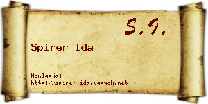Spirer Ida névjegykártya